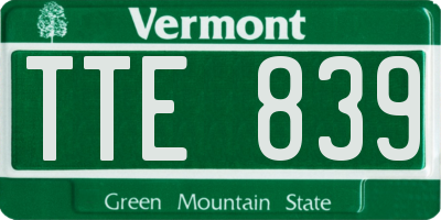 VT license plate TTE839