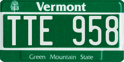 VT license plate TTE958