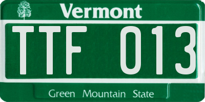 VT license plate TTF013