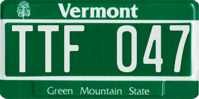 VT license plate TTF047