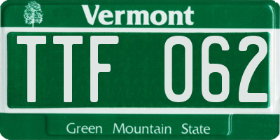 VT license plate TTF062