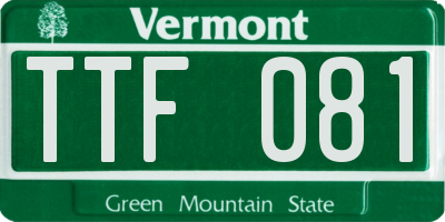 VT license plate TTF081