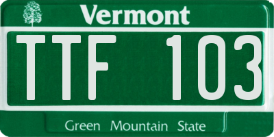 VT license plate TTF103