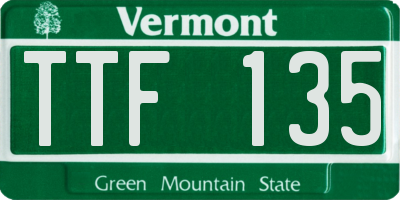 VT license plate TTF135