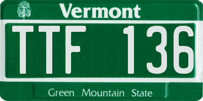 VT license plate TTF136
