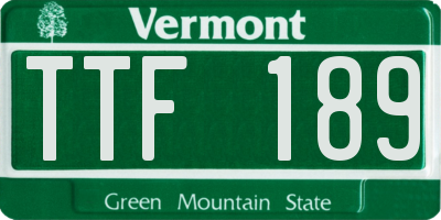 VT license plate TTF189