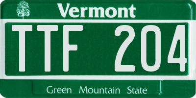 VT license plate TTF204