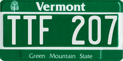 VT license plate TTF207