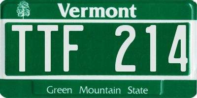VT license plate TTF214