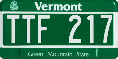 VT license plate TTF217