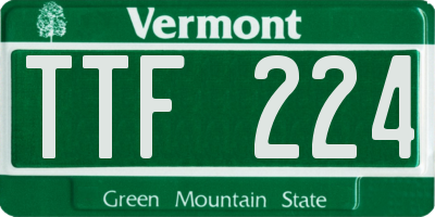 VT license plate TTF224