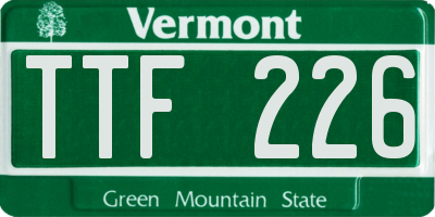 VT license plate TTF226