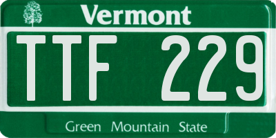 VT license plate TTF229