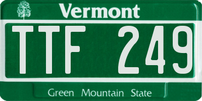 VT license plate TTF249