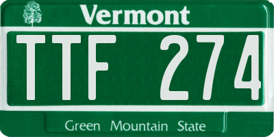 VT license plate TTF274