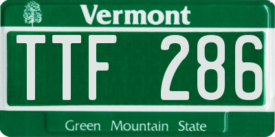 VT license plate TTF286