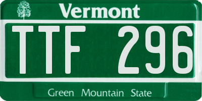 VT license plate TTF296