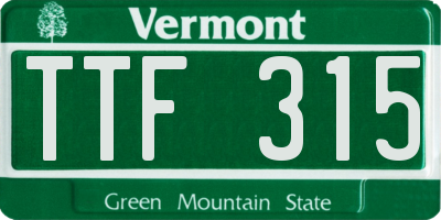 VT license plate TTF315