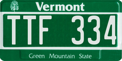 VT license plate TTF334
