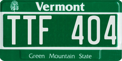 VT license plate TTF404