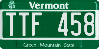 VT license plate TTF458
