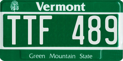 VT license plate TTF489