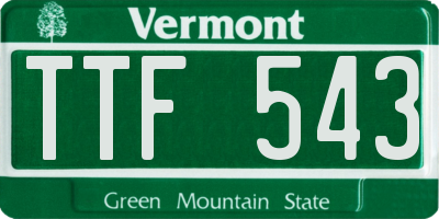 VT license plate TTF543