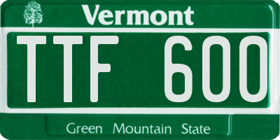 VT license plate TTF600