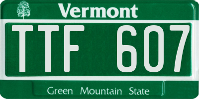 VT license plate TTF607