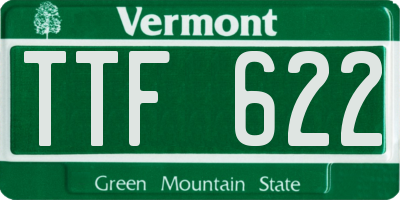 VT license plate TTF622