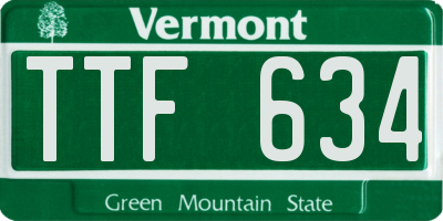 VT license plate TTF634