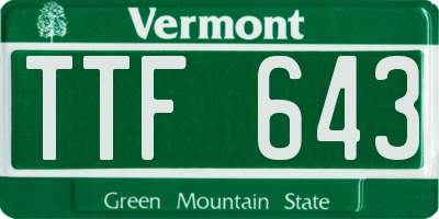 VT license plate TTF643
