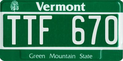 VT license plate TTF670