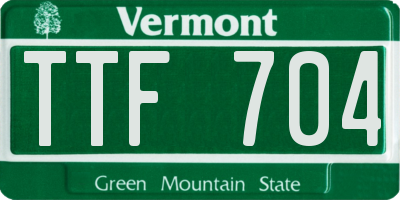 VT license plate TTF704