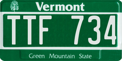 VT license plate TTF734