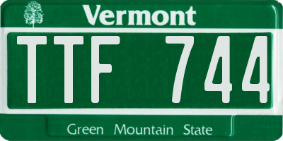 VT license plate TTF744