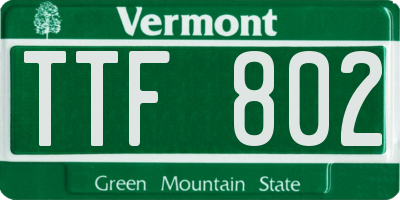 VT license plate TTF802