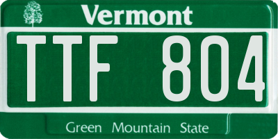 VT license plate TTF804