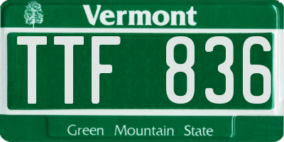 VT license plate TTF836