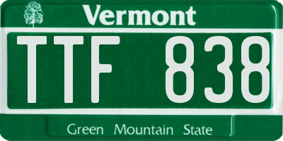 VT license plate TTF838