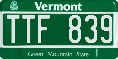 VT license plate TTF839