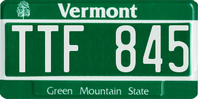 VT license plate TTF845