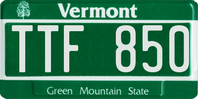 VT license plate TTF850