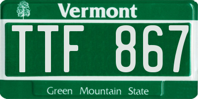 VT license plate TTF867