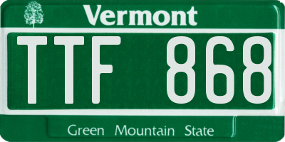 VT license plate TTF868