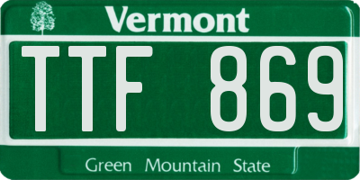 VT license plate TTF869