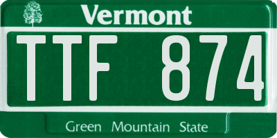 VT license plate TTF874