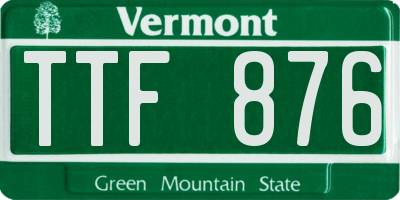 VT license plate TTF876