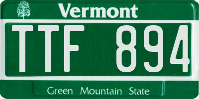 VT license plate TTF894