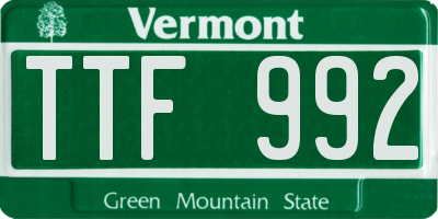 VT license plate TTF992